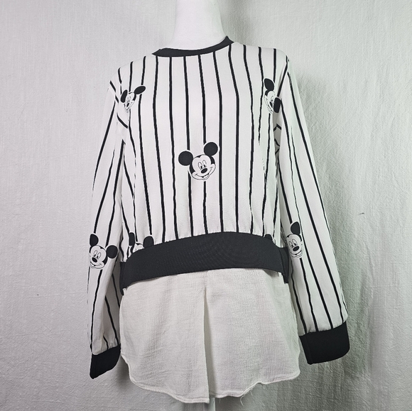 Disney Mickey Mouse Striped Pullover Blouse by Merci Small - Picture 1 of 10